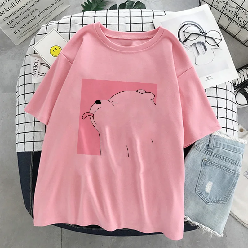 Новинка 2021 футболка Kawaii с белым медведем женская модная Harajuku Ulzzang женские
