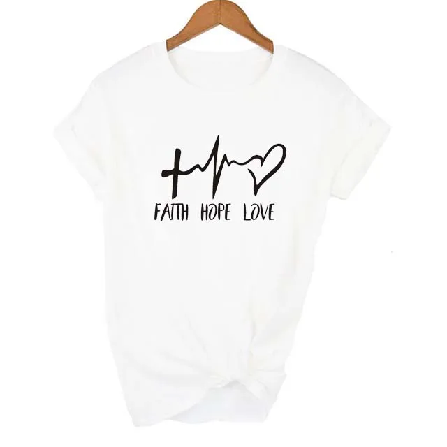 Новые модные рубашки модная футболка с буквенным принтом топы надписью Faith Hope Love