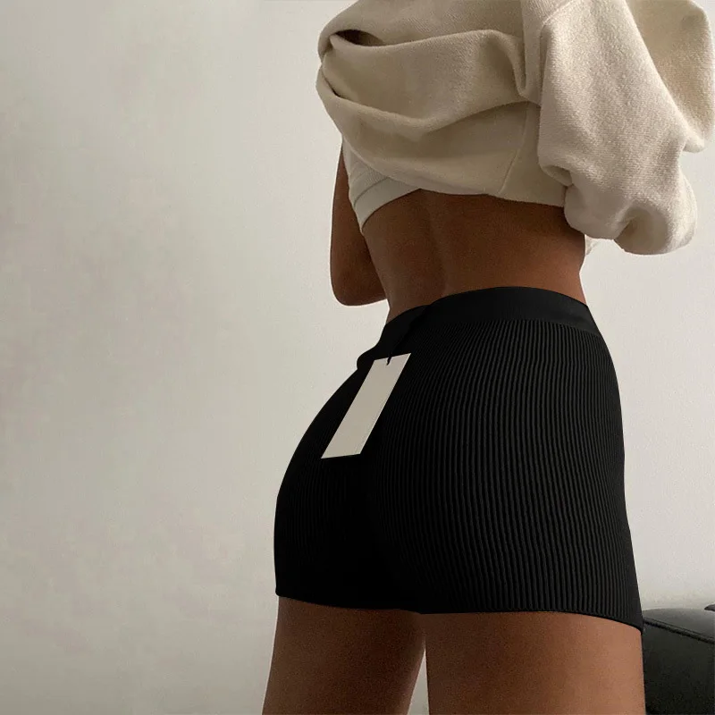 

Casual Fashion White Black High Waist Women Knitted Biker Bodycon Shorts Summer Cotton Sweat Mini Sexy Shorts Femme