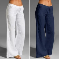 2022 casual wide leg pants celmia women elastic waist palazzo vintage linen pantalon cotton stylish female long trousers