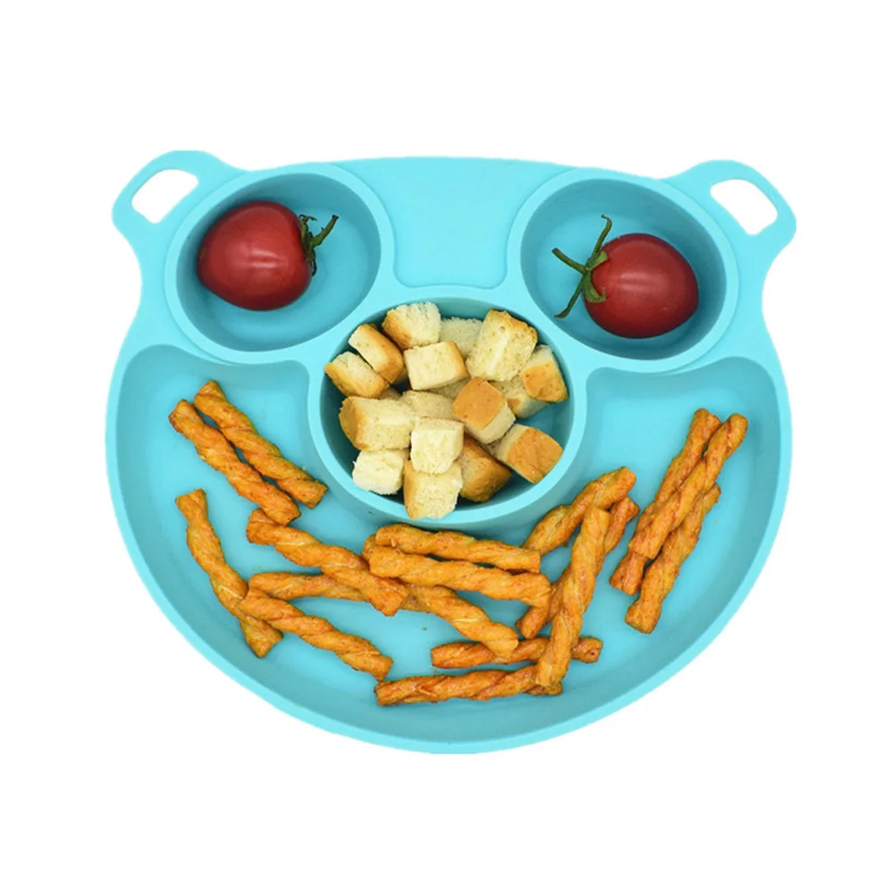

Silicone Baby Food Plate Snack Mat Tableware For Feeding Non-slip Suction Cup Dinnerware Tray 1PC