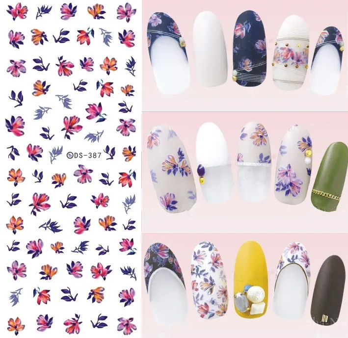 Цветочный узор! Лак для ногтей деколь декорации воды Дизайн Наклейка водяного