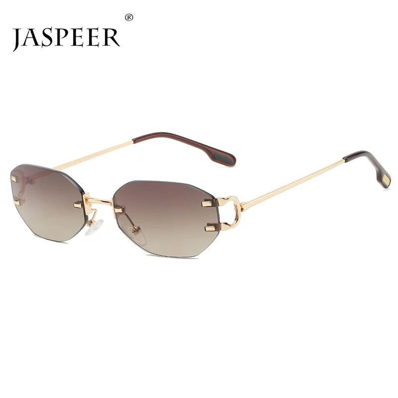 

JASPEER Rimless Sunglasses Women Vintage Small Punk Sun Glasses Men UV400 Goggles Retro Irregular Shades Gafas De Sol Eyewear