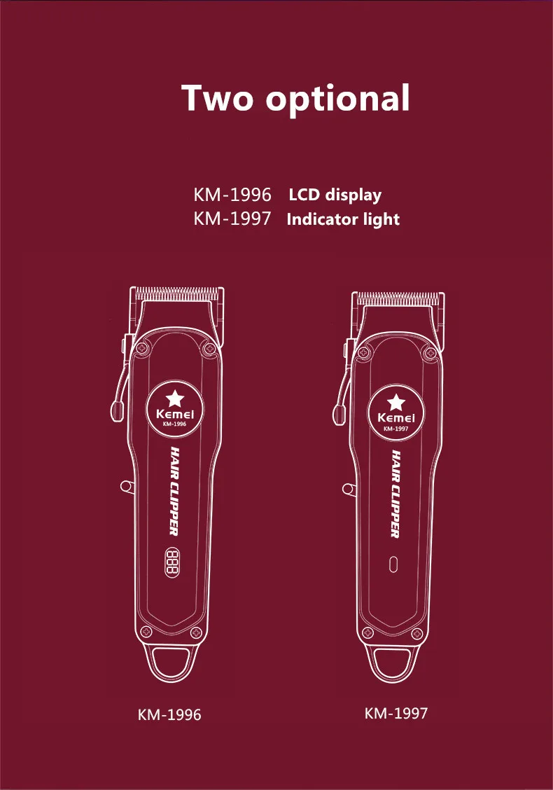 Kemei 1997 110-240 В профессиональная машинка для стрижки волос из нержавеющей стали перезаряжаемая электрическая машинка для стрижки бороды