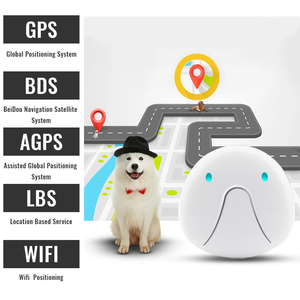 Pet gps трекер ошейник в режиме реального времени Водонепроницаемый Мини LBS Wi Fi