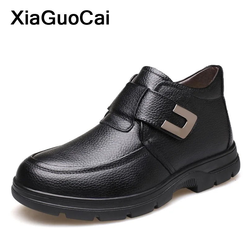 Мужская зимняя обувь Теплые удобные зимние Ботинки Martin из натуральной кожи в