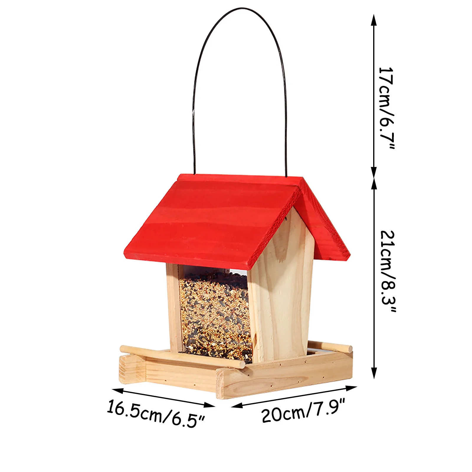 

#56 Wooden Bird Feeder Courtyard Villa Balcony Hanging Rainproof Bird Feeder Feed Station Hanging Garden Birds Food Feeders