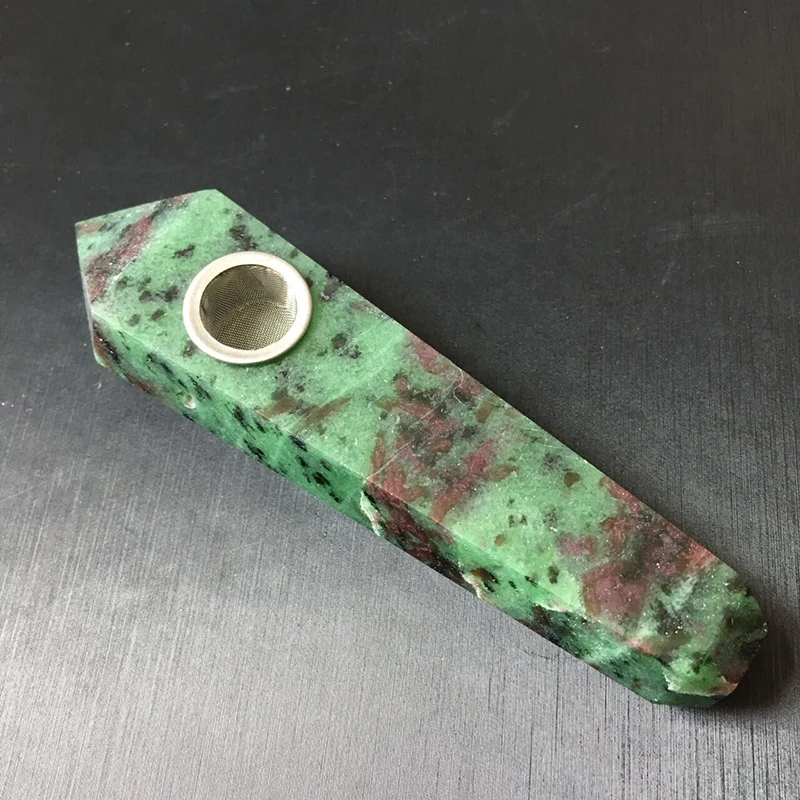 Красные и зеленые драгоценные камни трубка для курения натуральные минералы с