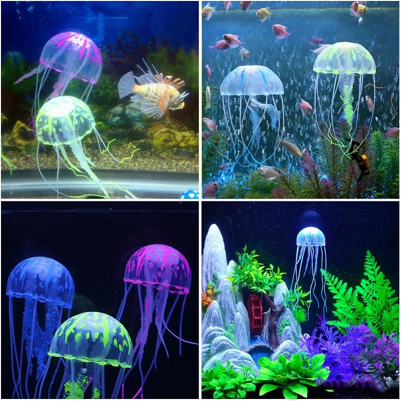 

Artificial Swim Glowing Effect Jellyfish Aquarium Decoration Fish Tank Underwater Live Plant Luminous Ornament Aquatic Landscape