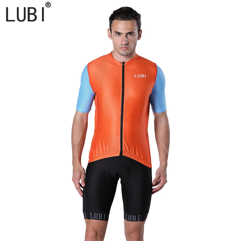 

LUBI Pro Cycling Set Jersey Short Sleeves Wear Mountain Bib Kits Clothes Bicycle MTB Bike Breathable Sponge Pad For Long Ride