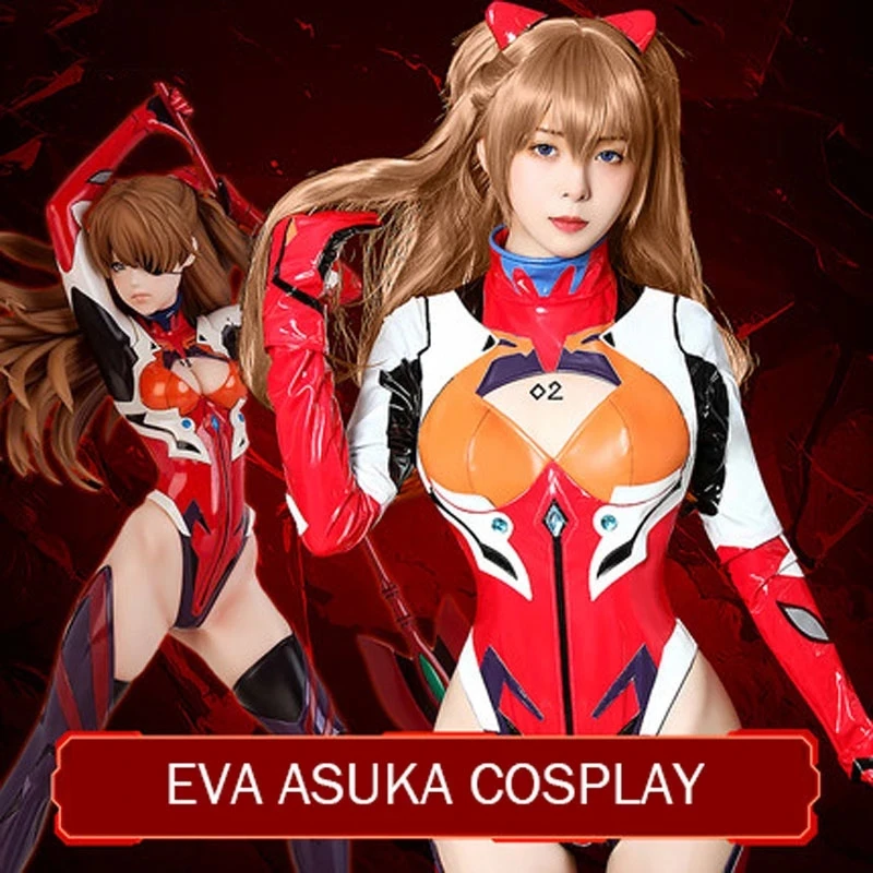 

Anime EVA Asuka Cosplay Costume EVA Asuka Langley Soryu Cosplay Costume Sexy Jumpsuit Women Bodysuit Halloween Headwear