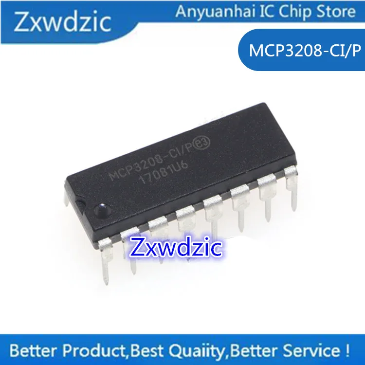

5 шт., 100% Новый оригинальный MCP3208 MCP3208-CI/P DIP16 серийный интерфейс, аналоговый-цифровой преобразователь IC