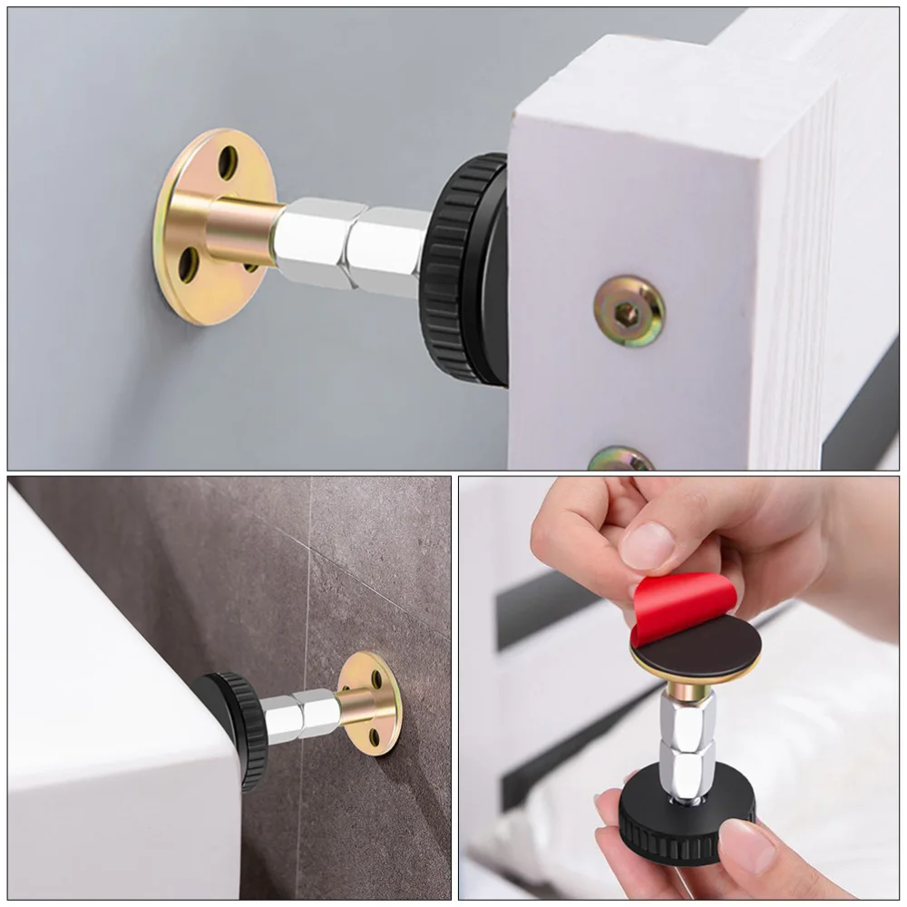 

4Pcs Adjustable Bedside Fixators Metal Bedside Fixator Furniture Wall Stabilizer