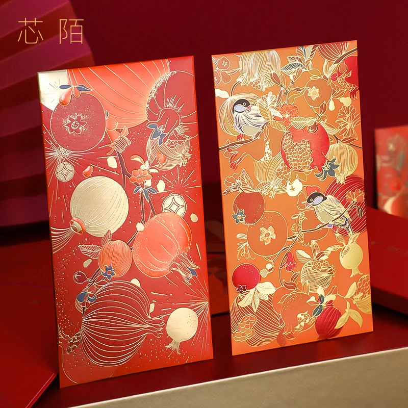 

2022 красный китайский конверт, оригинальный креативный хунбао, горячее тиснение, утолщенный высококлассный китайский Новогодний подарок на...