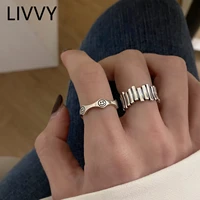 livvy silver color smiling%c2%a0face%c2%a0 creative irregular splicing ring female fashion geometric temperament accessories gifts