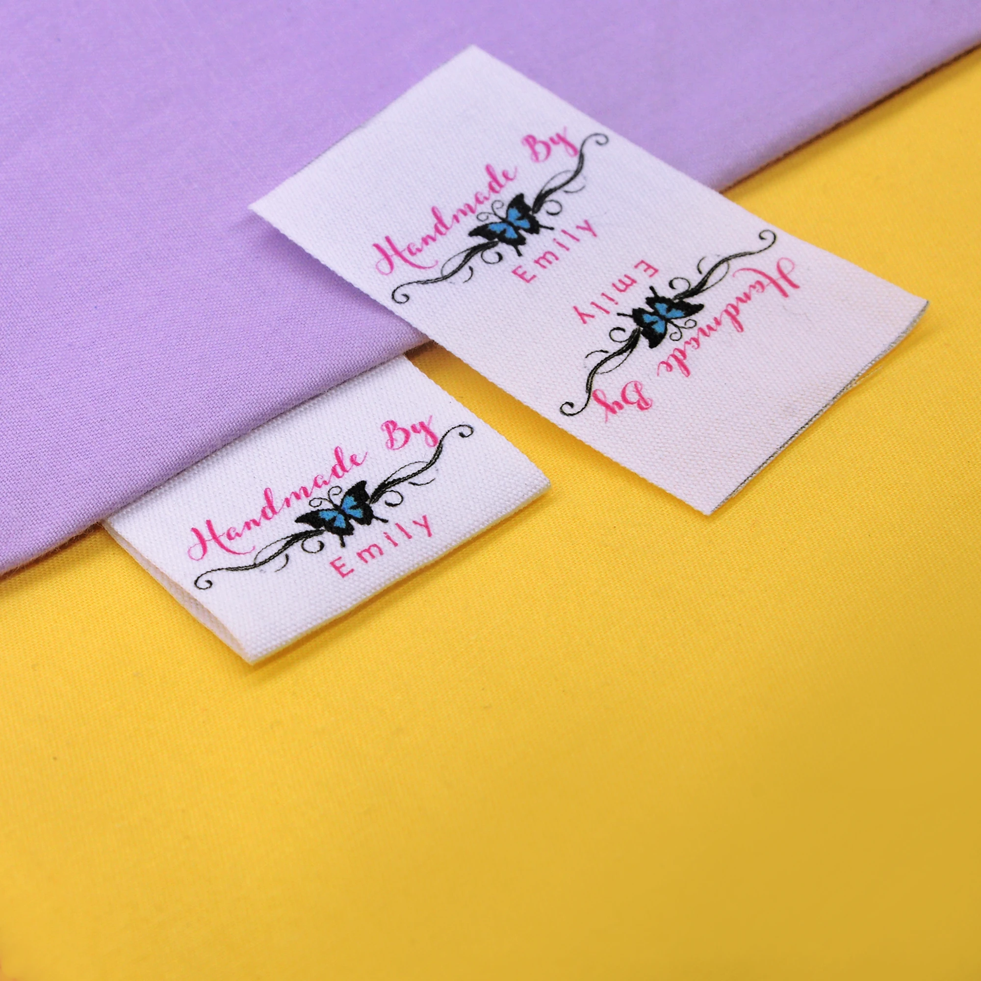 

Custom Sewing label, Fold, Custom Clothing Labels - Fabric Name Tags, Logo or Text, Cotton Ribbon, Custom Design (FR121)