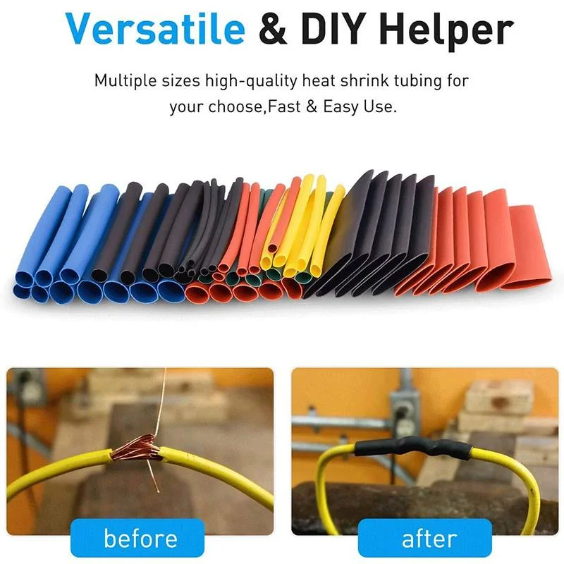 164pcs 2:1 Heat Shrink Tube Kit Shrinking Assorted Polyolefin Insulation Sleeving Wire Cable 8 Sizes |