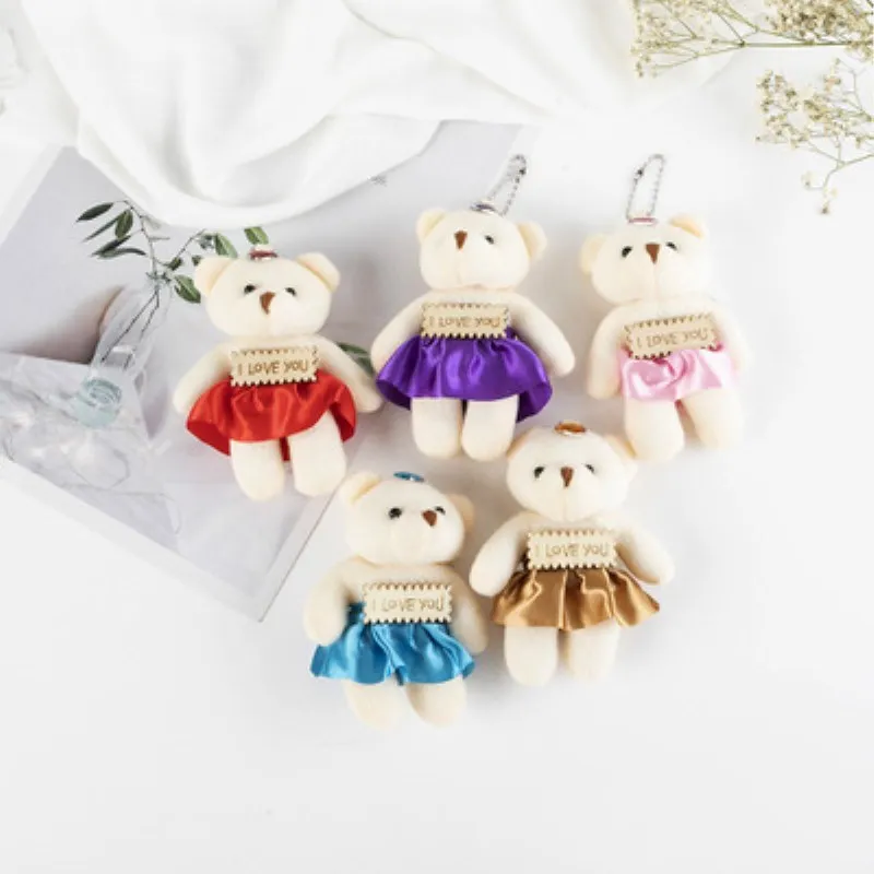 

Lovely Teddy Bear Animal Dolls 10CM Baby Plush Toys 5 Colors Key Chain Ring Pendant Plush Toys Kids Gift