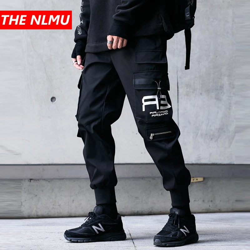 Мужские брюки карго с эластичным поясом черные повседневные джоггеры в стиле хип