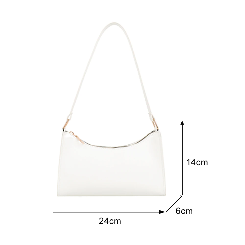 

Fashion Women Patent Leather Shoulder Underarm Bag Ladies Vintage Pure Color Zipper Mini Hobos Handbags