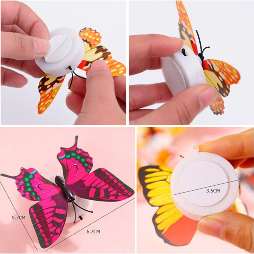

10pcs/lot Color light Butterfly Wall Stickers easy installation night light Home living kid room Fridage bedroom decor FDH