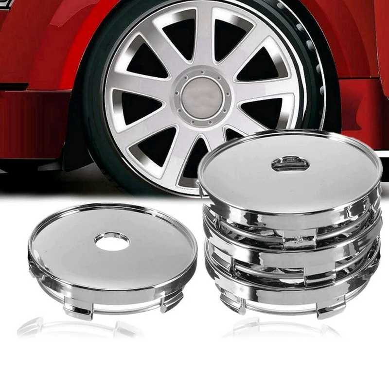 4pcs 60mm Silver Black Universal Car Tuning Wheel Tire Rims Center Hub Caps Cover Decorative ABS Plastic Car Accessories