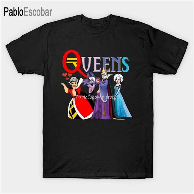 

Golden Queens Golden Girls Parody Evil Queen Red Queen Elsa Black T-Shirt S-6Xl Custom Printed Tee Shirt drop shipping