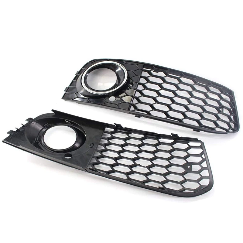 

New Electroplated Perforation Chrome Ring Honeycomb Front Fog Light Lamp Cover Grille for - A4 B8 2009-2011 Grill