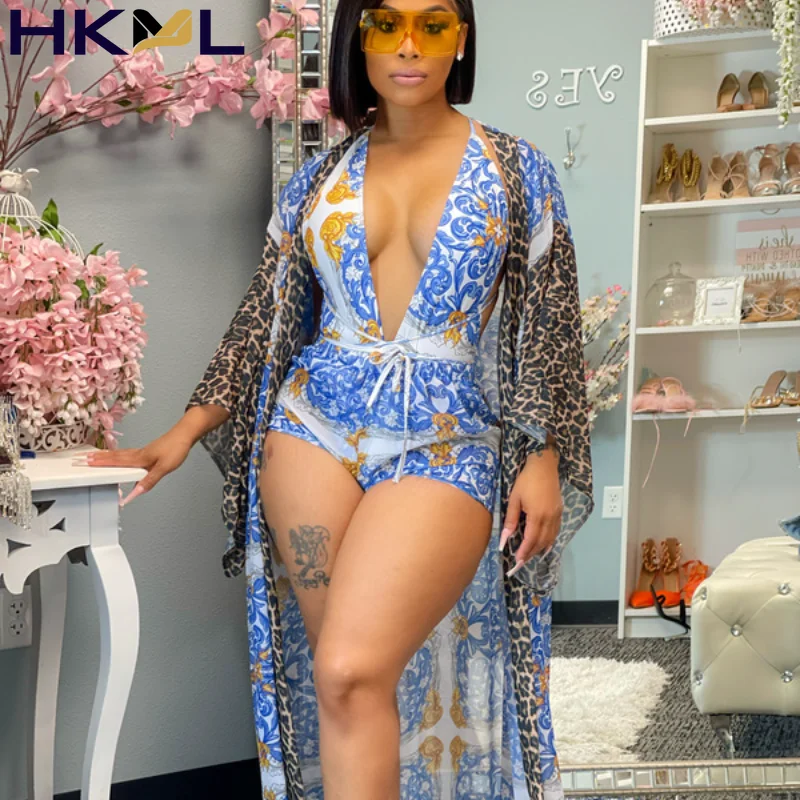 

Новинка лета 2021 года, напольная шаль с принтом и шорты бикини, купальник-тройка