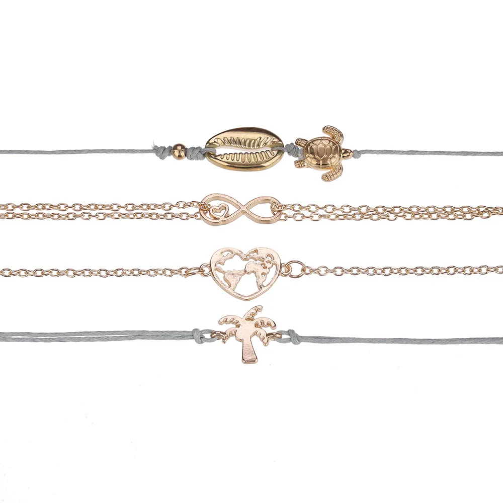 4 шт./компл. простые цифровые карта мира панцирь черепахи ручной браслет браслеты