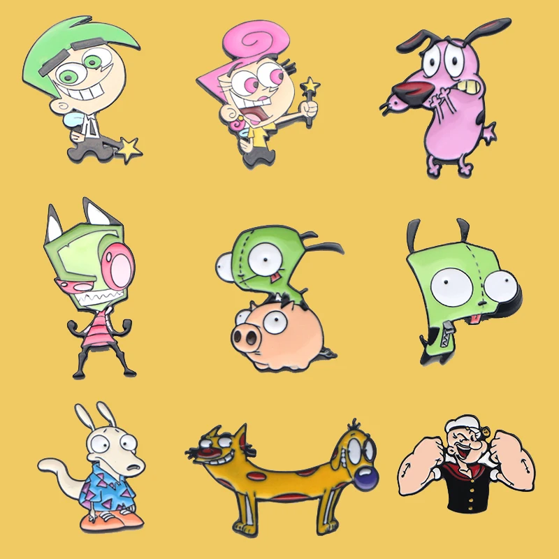 PC898 Броши с эмалью в виде аниме собаки мультяшная креативная металлическая брошь