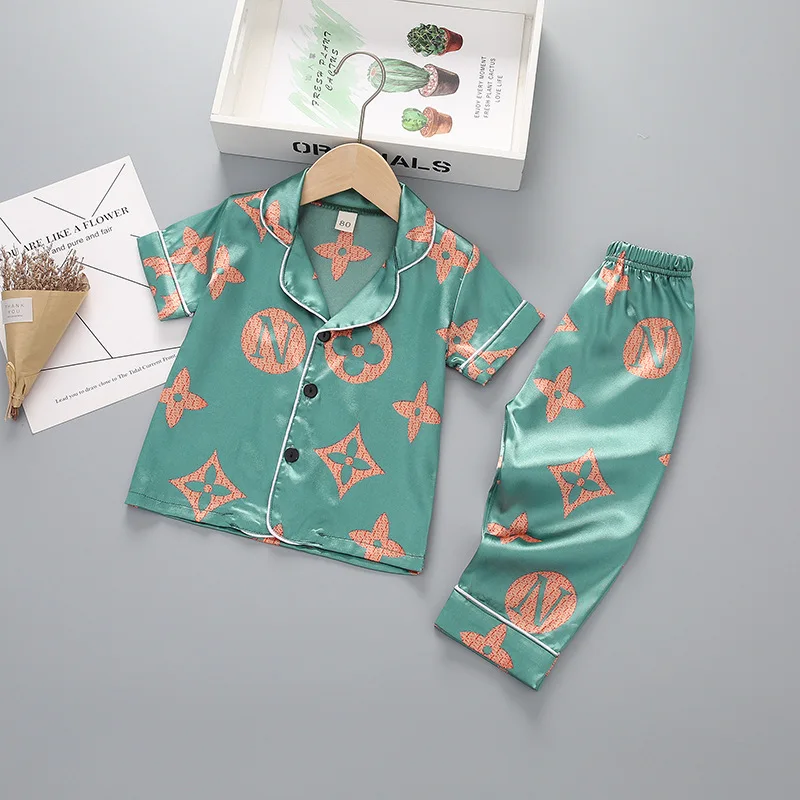 

Summer Breathable Clothes Kids Pajamas Toddler Boys Girls 2pcs Homewear Short Sleeve Children Cartoon Nightwear Sets