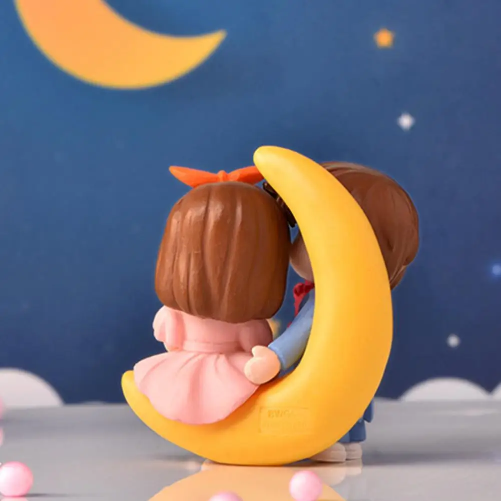 

Романтическая фигурка, Экологически чистая, микро-ландшафт, изящная пластиковая фигурка в виде Луны для пар, украшение для дома, рабочего ст...