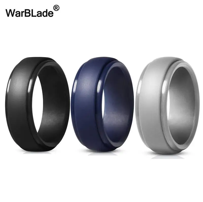 WarBLade пищевой FDA силиконовые кольца мужские свадебные резинки гипоаллергенные гибкие антибактериальные силиконовые кольца для пальцев - Цвет основного камня: 3pcs