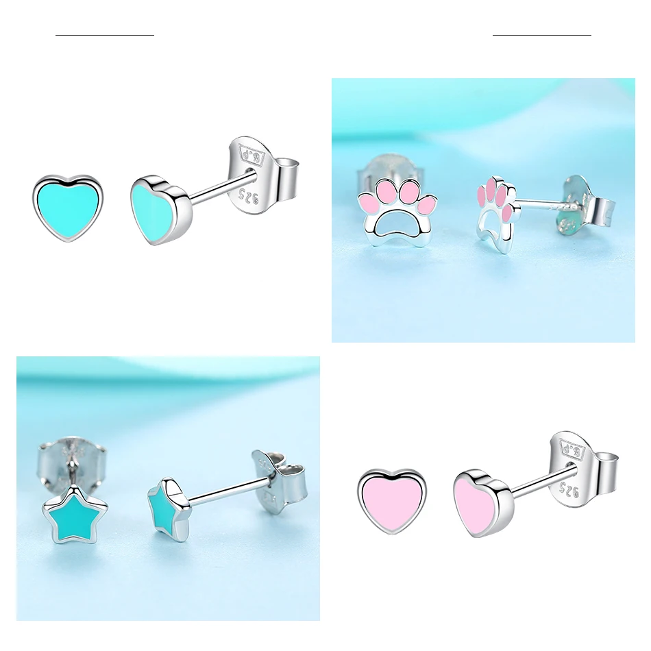 Женские серьги-гвоздики из серебра 925 пробы с голубыми искусственными звездами |