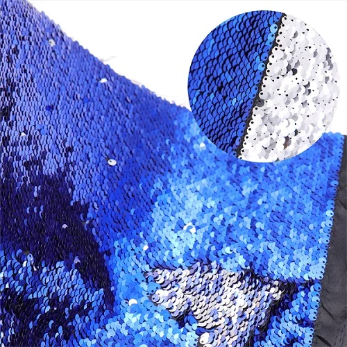 Royal Blue Silver Высокое качество 130*50 см Реверсивный Русалка рыбья чешуя блесток ткань блестящие пайетки ткань для рукоделия пальто платье/Подушка/одежда - Цвет: Royal Blue Silver
