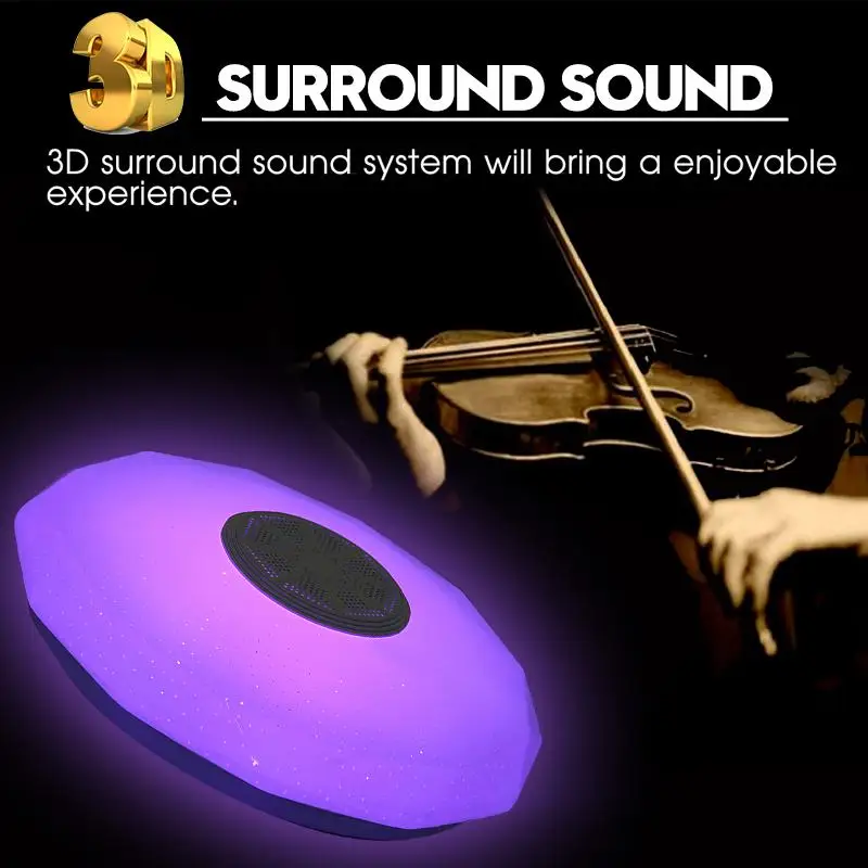 $17.99 120W RGB Dimmable Music Ceiling Lamp Remote&APP Control Smart Ceiling Light AC 220V for Home bluetooth Speaker Lighting Fixture