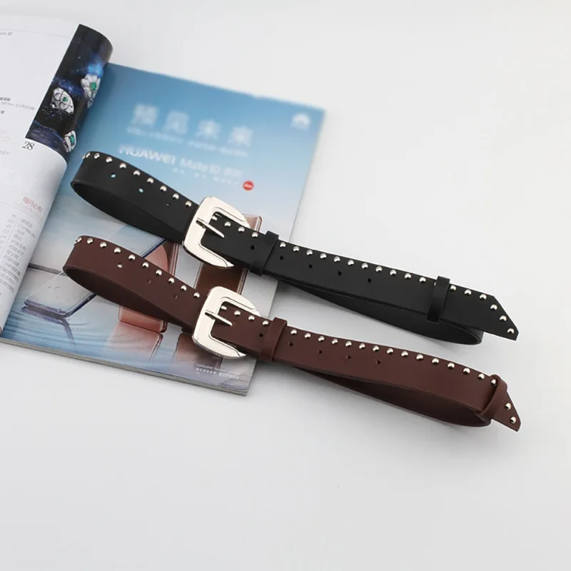 Женские ремни с заклепками квадратный пояс металлической пряжкой популярный