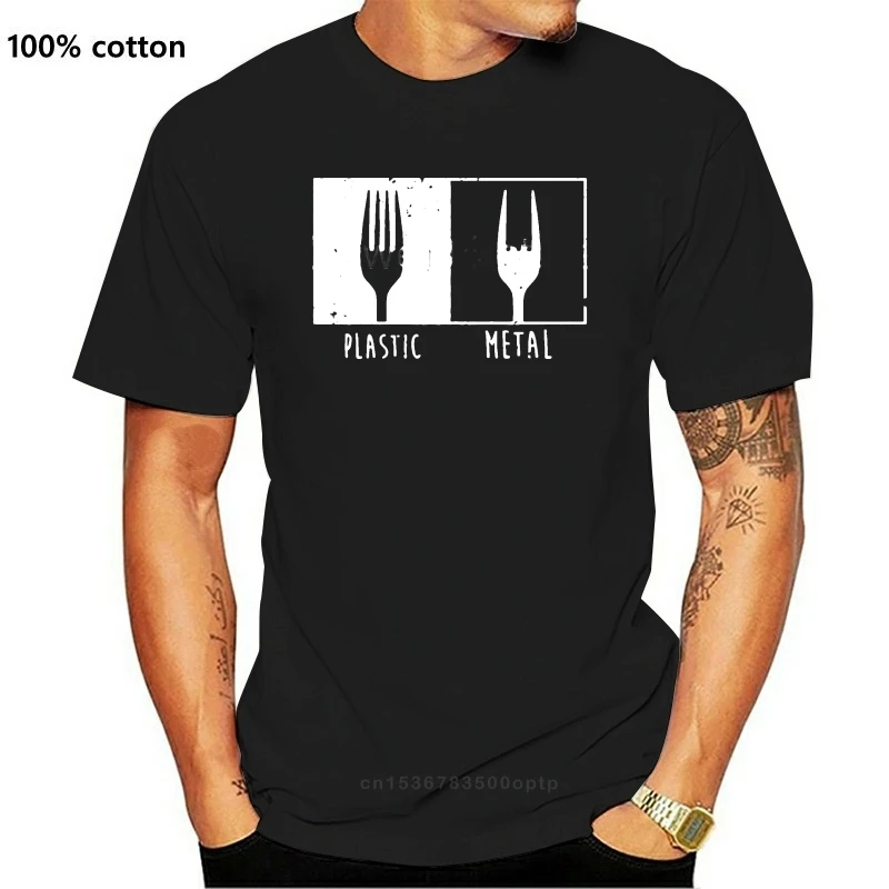 

Fashion T Shirt 100% Cotton 2019 brand men shirt Metal Fork men's casual fashion T-shirt round neck cool man's T-shirt