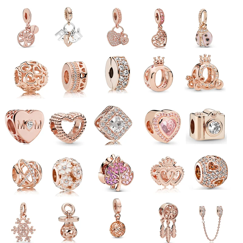 Новый модный шарм оригинальная Подвеска из розового золота с инкрустацией в виде