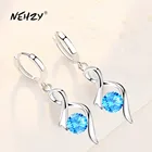 NEHZY S925 штамп 2022 новые женские модные ювелирные изделия высокого качества простые серьги в форме сердца с голубым и розовым кубическим цирконием