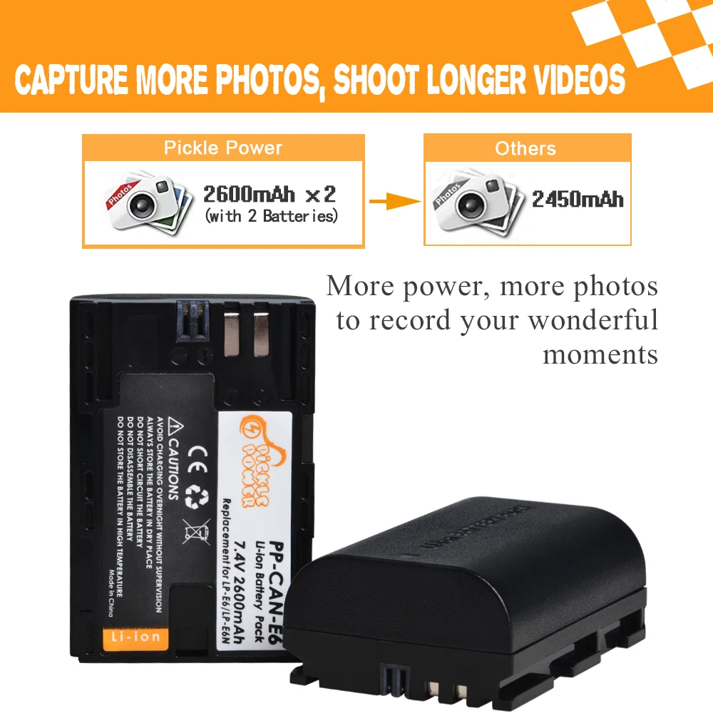 2 шт. светодиодный Аккумулятор для камеры LP E6 LPE6 E6N двойное зарядное устройство USB