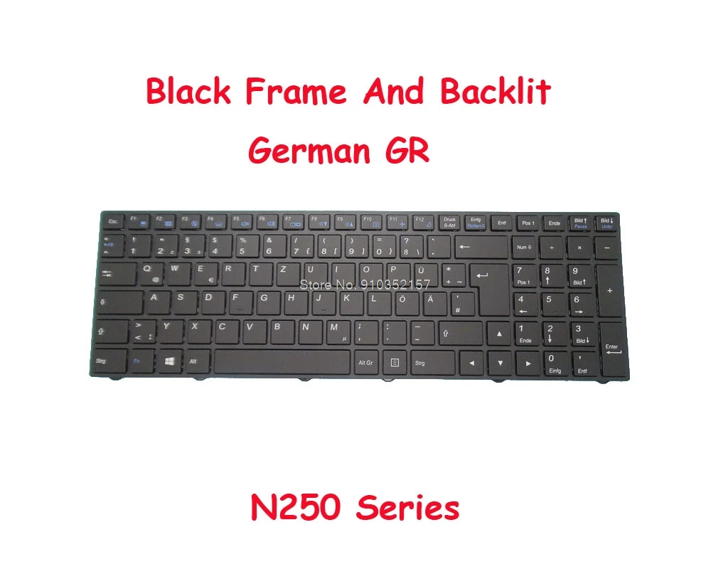 

Germany Keyboard For CLEVO N250 CVM15F26D0J430 6-80-N2500-070-1 CVM15F36D0-430 6-80-N25J0-070-1 CVM15F26D0J4308 CVM15F26D0J4302