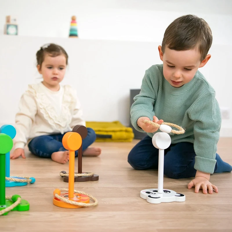 

Cartoon Animal Throwing Ring Wooden Animal Ferrule Game Animals Ring Toss Game Kids/Children Toys Develo Motor Skills