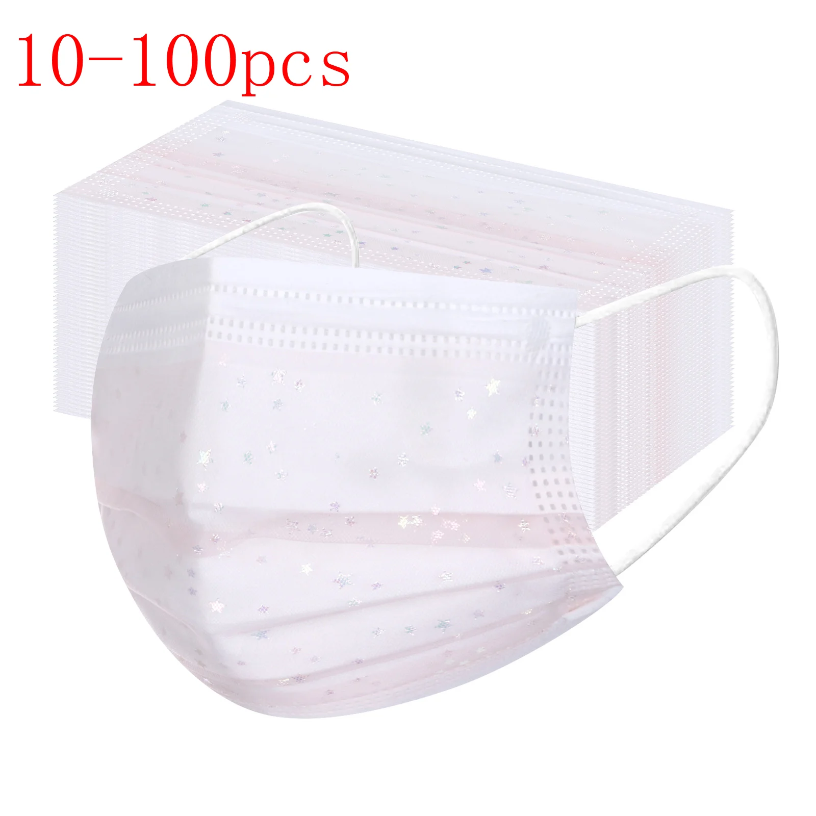 10 100 шт. одноразовые маски для лица унисекс с блестками сетчатая респираторная