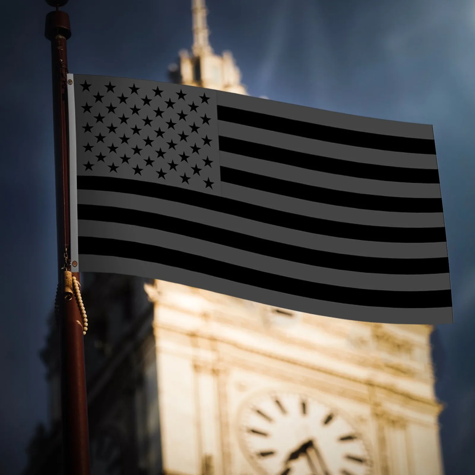 

2 шт. полностью черный американский флаг 3x5 футов, Холщовый наконечник и двойная прострочка-черный флаг США полиэстер с латунными прокладкам...