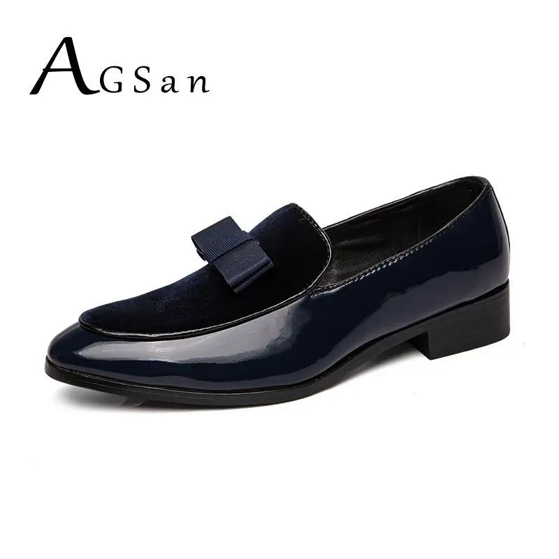 AGSan Men Dress Shoes Designer Party Blue Mens Oxfords 38-45 Wedding Loafers Pointed Toe for | Обувь