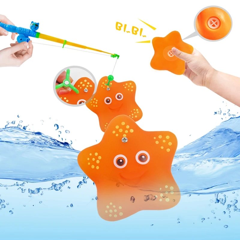 

12PCS Baby Bath Toys Bathtub netic Fishing Toys Marine Animals Pinch on the Chain Swimming Turtle Set