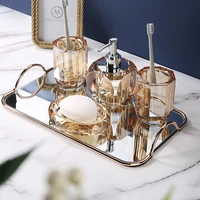 crystal glass bathroom accessories set toothbrush cup soap dish bottling washing tools dispenser pump bottle home bathroom tools