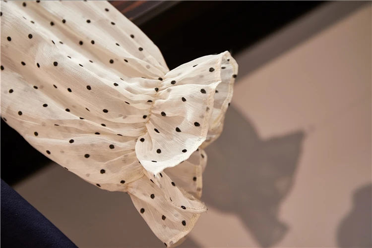 Женское ТРАПЕЦИЕВИДНОЕ ПЛАТЬЕ милое винтажное мини-платье в горошек с длинным